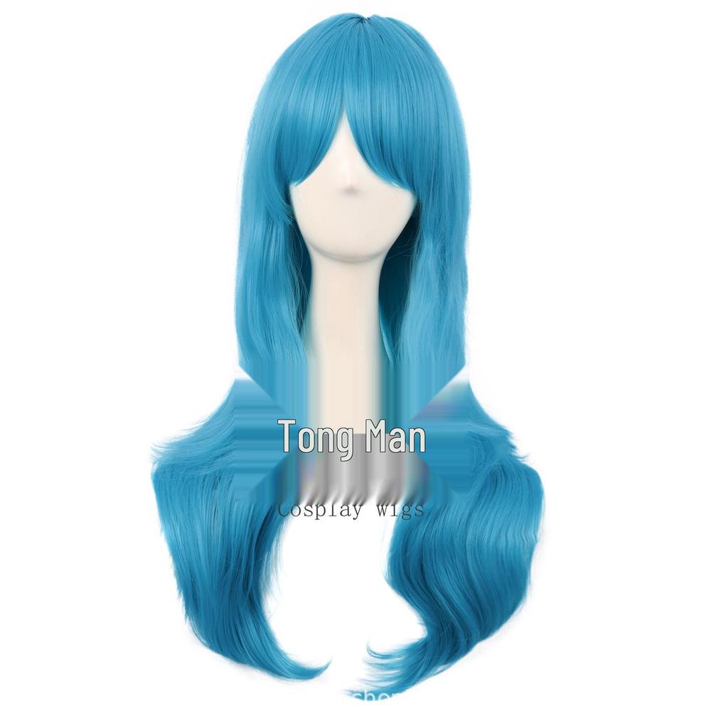 Μακριά Κυματιστή Περουκα Cosplay για Γυναίκες - 70cm, Χρυσό/Ροζ/Μπλε, Ρεαλιστική Πλήρης Περουκα με Στέκα