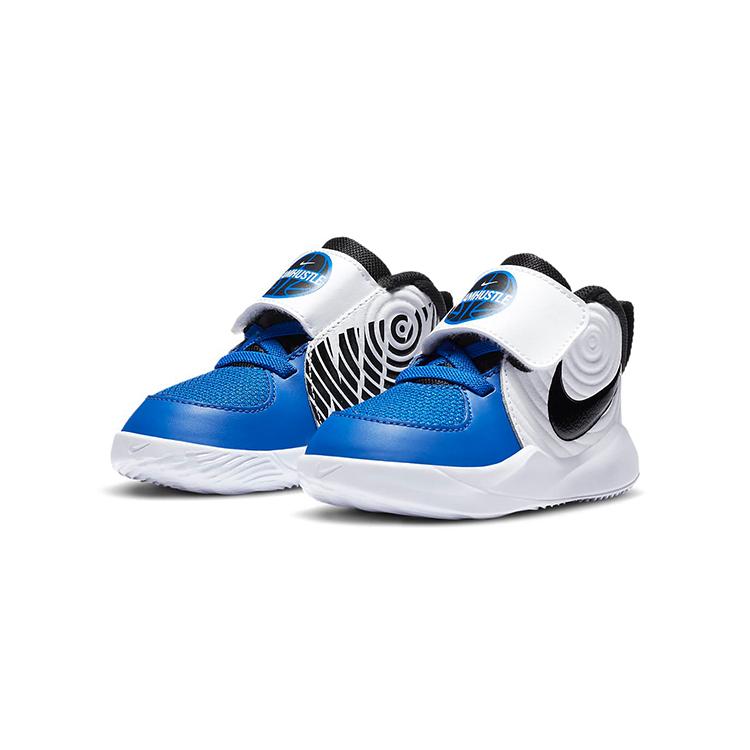 Nike Team Hustle D 9 Mid top Toddler Shoes Blue White Black Infant And Toddler AQ4226-405