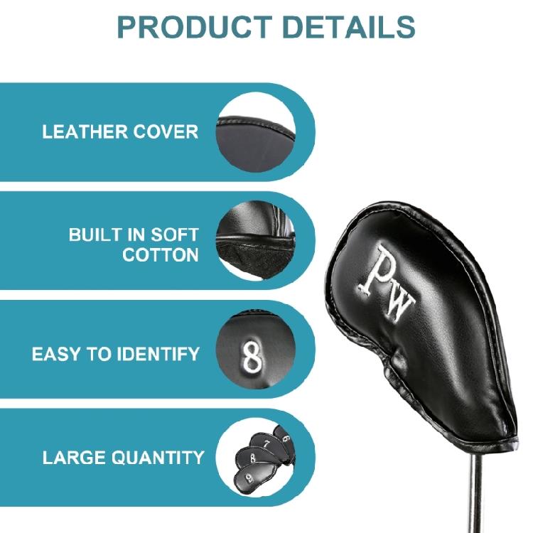 12Pcs PU Leathers Golfs Iron Head Cover with Big Number for Long Golfs Club Head
