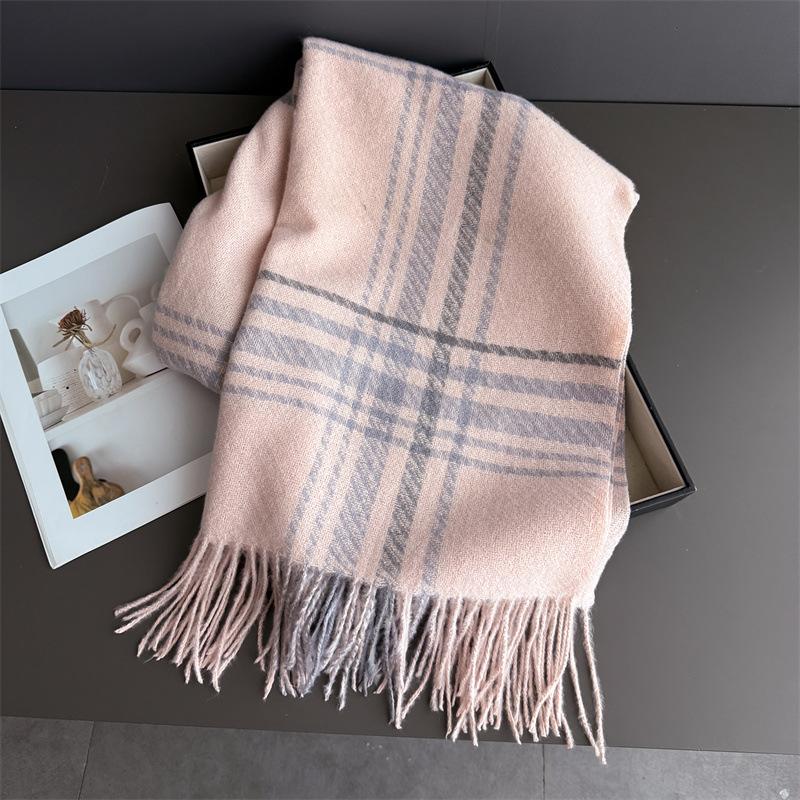 Winter Warmer Scarf For Women Men Thickened Neck Tassel Pashmina Shawl Faux Cashmere Warps Autumn Elegant Ladies Blanket