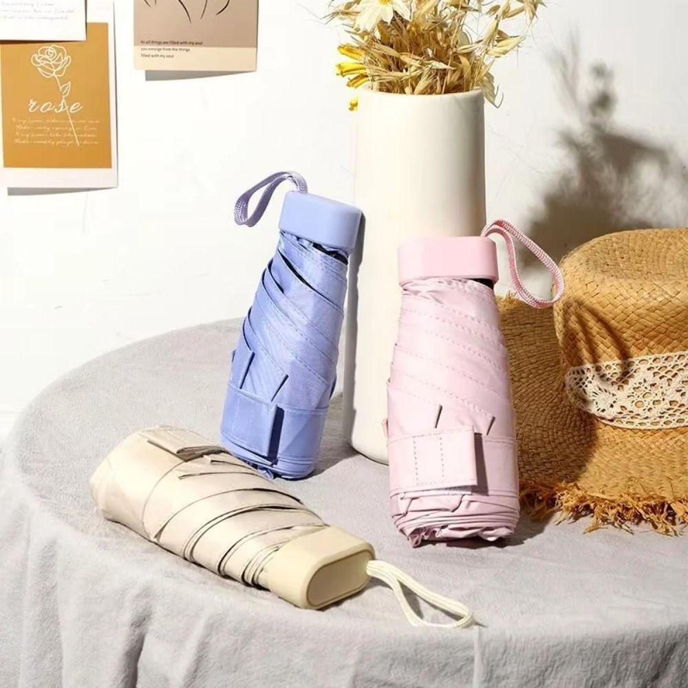 Five Fold Mini Sun Umbrella UV Protection Folding Pocket Umbrella Hand Operated Parasol  Women