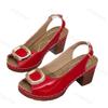 Large Size Women's Sandals 2025 Summer New Comfortable Height Increase Chunky Heels Fashion Buckle Strap Luxury Elegant Pumps