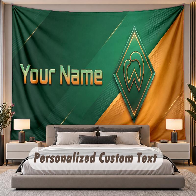 Custom Name Text Tapestry Werder Bremen FC Personalized Polyester Wall Tapestry For Bedroom And Room