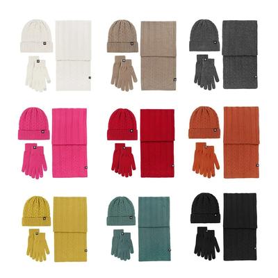 Adult Thermal Knitted Beanie Hat Scarf Three-piece Set Outdoor Knitted Hat Scarf Gloves Winter Three-piece Set Cold Hats