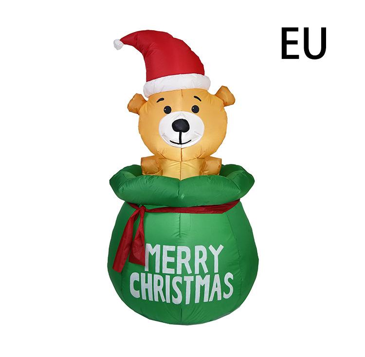 Modelo de Oso Inflable Navideño con Luces LED Lindo Oso Inflable Iluminado de Inflado Rápido