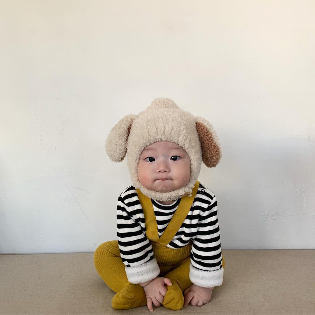 

Cute Baby Winter Hat Fleece Warm Bonnets Rabbit Ear Hats for Kids Infant Babies Accessories Newborn Photography Props Boys Girls 5-36M 45-50CM