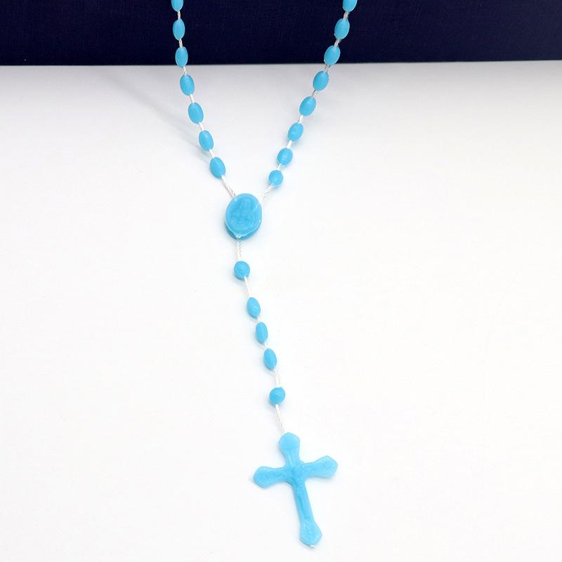 Luminous Catholic Christ Jesus Cross Plastic Rosary Crucifix Necklace Religious Church Decoration Wall Crosses Souvenirs Gifts