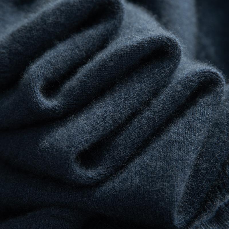 High-necked Cashmere Sweater, Loose Pullover, Bottom Lapel Sweater, Knitted Sweater.