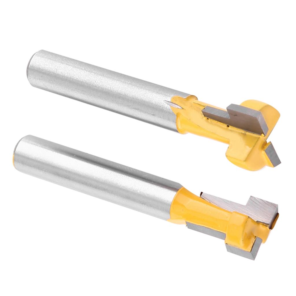 2pcs Yellow T Slot Cutter Router Bit for 38"" & 12"" Cutting Edge 14"" Shank