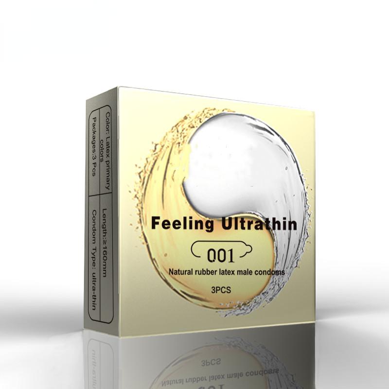 0.01 3pcs Ultra Thin Hyaluronic Acid Male Condoms Ice Hot Feeling Long  Latex Condom
