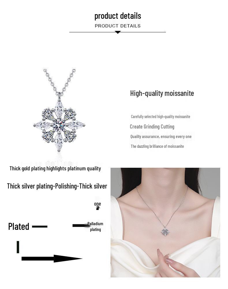 Yin Baichuan S925 Sterling Silver Moissanite Marquise Pear Necklace: Elegant, Luxurious, and Exquisite for Women