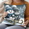1pc Christmas Animal Theme Cat Double-Sided Printed Pillowcase | Soft Comfortable Short Plush, Machine Washable, Polyester Zippered Cushion Cover, Per