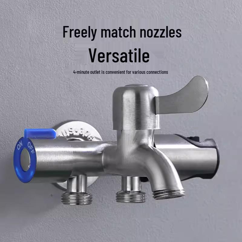 Robinet Trois Voies Multifonctionnel en Acier Inoxydable pour Machine à Laver, Bac à Vadrouille de Balcon et Contrôle de Toilette