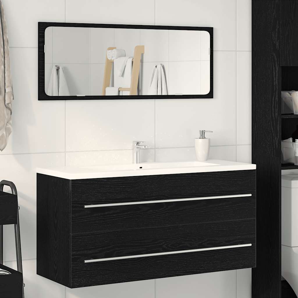 Bathroom Vanity Unit Black Oak Effect 100 X 38.5 X 48 Cm