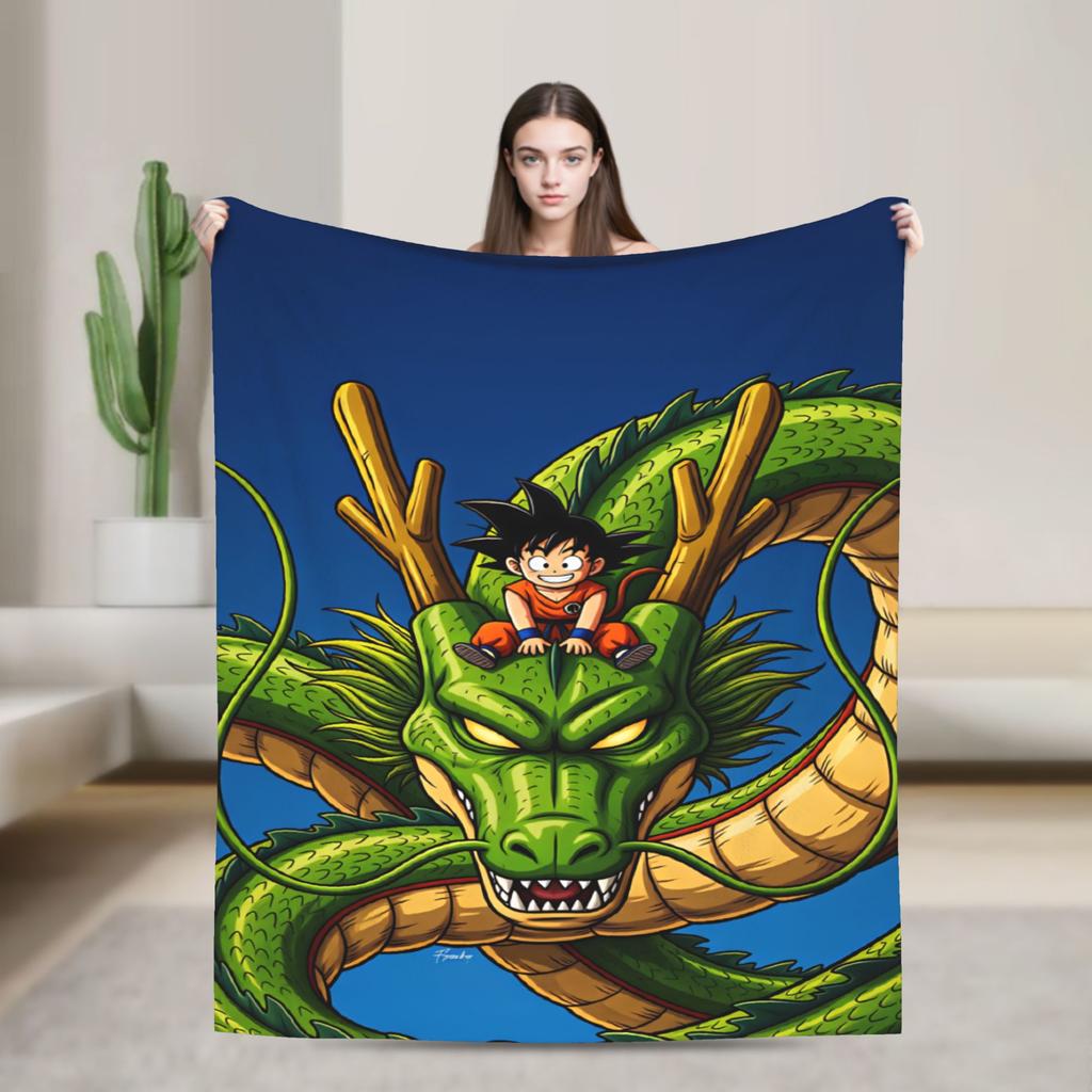 Dragons Balls Blanket Son Goku Warm Novelty Plush Throw Blanket For Kids Adult Outdoor Flannel Bedspread Bed Cover