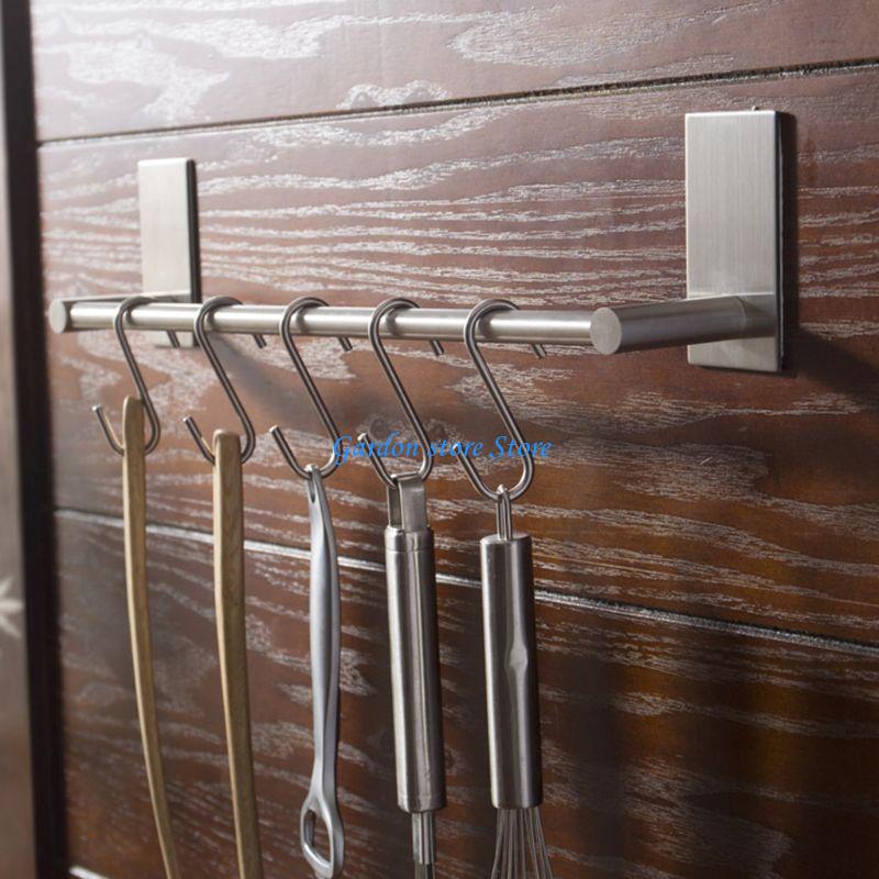 B0KB Towel Holder Bars Punch-Free Wall Bath Hanger 30-55cm Silver 304 Stainless Steel