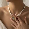 New Luxury Baroque Imitation Pearl Necklace for Women Gold Color Starfish Conch Pendant Choker Summer Beach Wedding Jewelry Gift