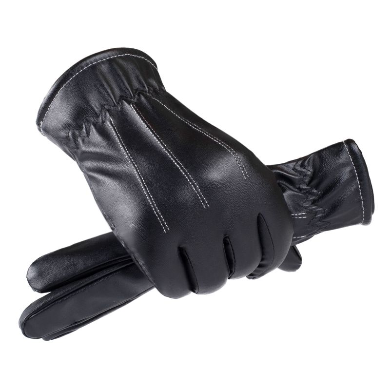 

Модные мужские кожаные перчатки в стиле K Осень и Зима Сенсорные Тепловые Технологии Велоспорт и Вождение Толстый Флис Тепловые Кожаные Перчатки Мужские Three-bar elastic All yards