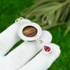 925 Sterling Silver Round Red Snakeskin Jasper Stone Rubillite Pendant Jewelry