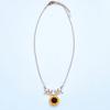 Women Faux Pearl Sunflower Leaf Branch Twig Pendant Necklace Jewelry