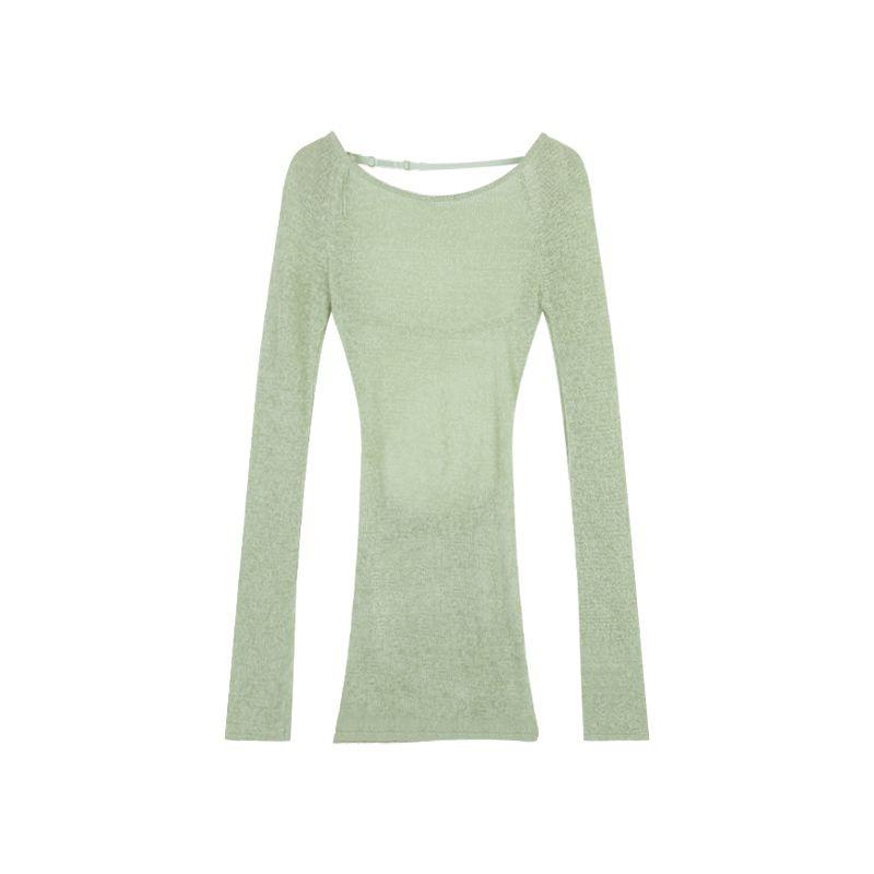 Spicy Girl Backless Long-Sleeve Knit Top - Slim Fit, Lightweight, Split Design