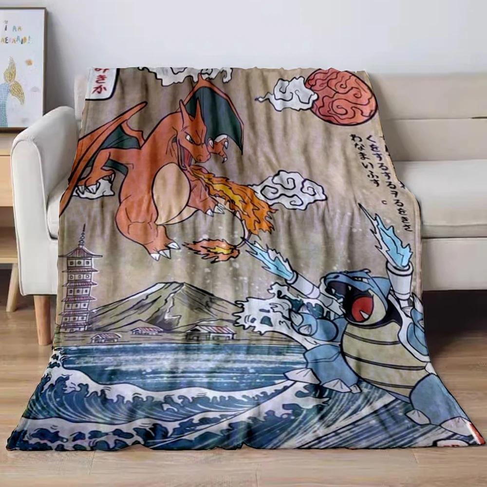 31 Style Anime Pokémon Charizard Cartoon Flannel Blanket for Sofa Home Sofa Student Blankets Children Student Nap Girl Kids Gift