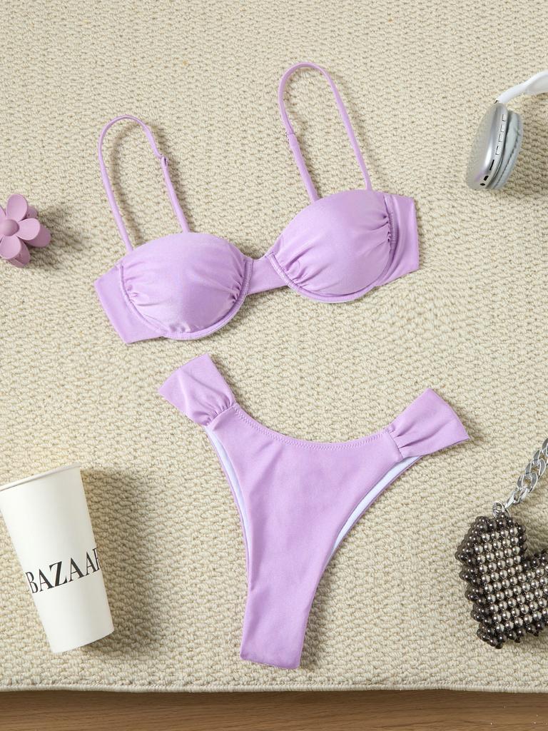 Neuer Bikini sexy einfarbiger Badeanzug Damen geteilter Badeanzug Damen Bikini