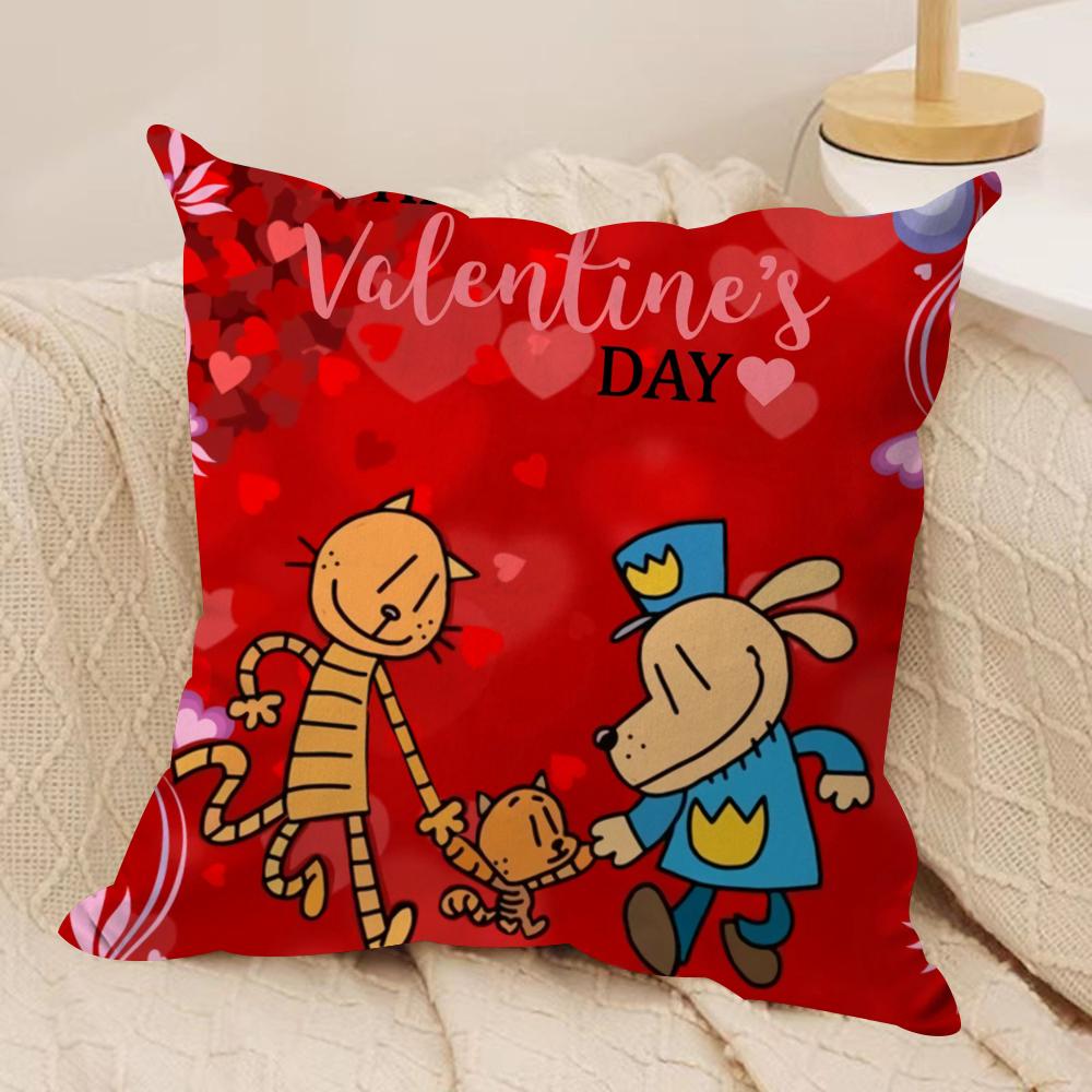 DOG MAN Anime Cushion Cover Soft Plush Fabric Double-Sided Printed Sofa Cushion Cover for All Seasons Home Decor Gift