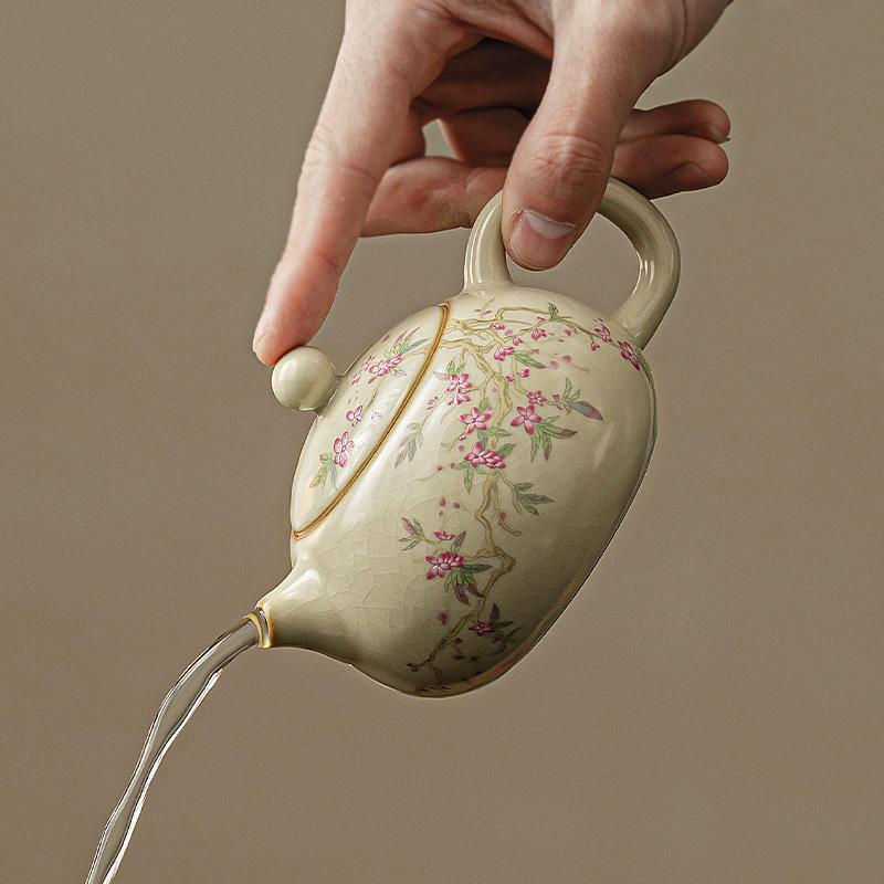 Ru Kiln Open Piece Ceramic Teapot Handmade  Ru Porcelain Xishi Pot Tea Maker Kettle Portable Kung Fu Teapot