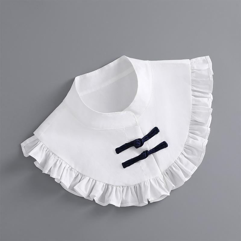 Round Neck Fake Collar for Women Girls Cotton Ruffled Detachable Half Shirt Blouse False Collar Women Clothes Accessories
