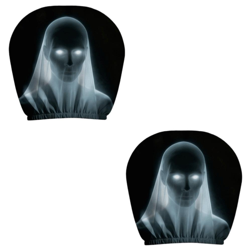 2 Stuks Spook Auto Hoofdsteunhoezen 2D Stretch Nekkussenhoes Donkere Stijl Hoofdsteunhoezen Universele Pasvorm