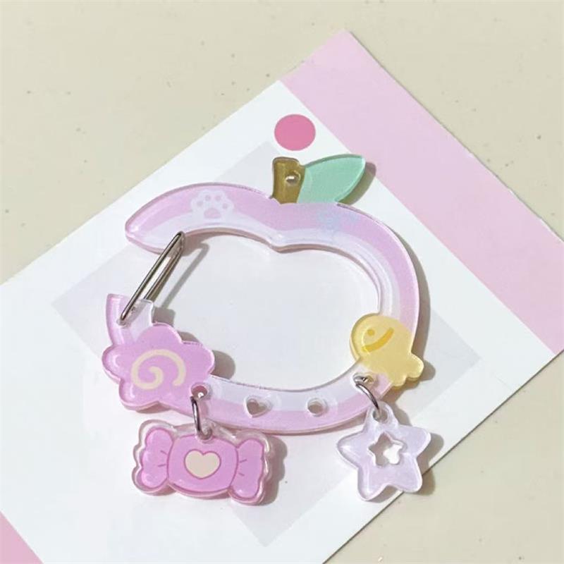 Cute Apple-Shaped Star Cloud Pendant Carabiner Mountaineering Buckle Acrylic Keychain Multipurpose Keyring Hook Bag Hanging Gift