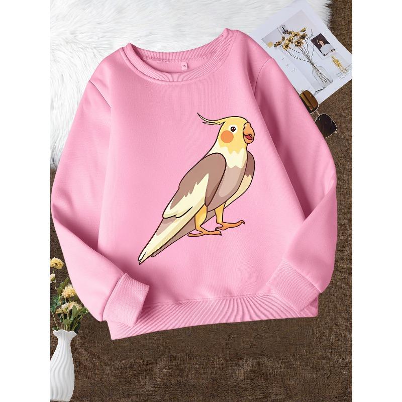 Girls' Fashion Crew Neck Sweatshirt, Casual Print Top for Fall/Winter, Soft Slight Stretch Fabric, Regular Fit, Comfortable Everyday Wear