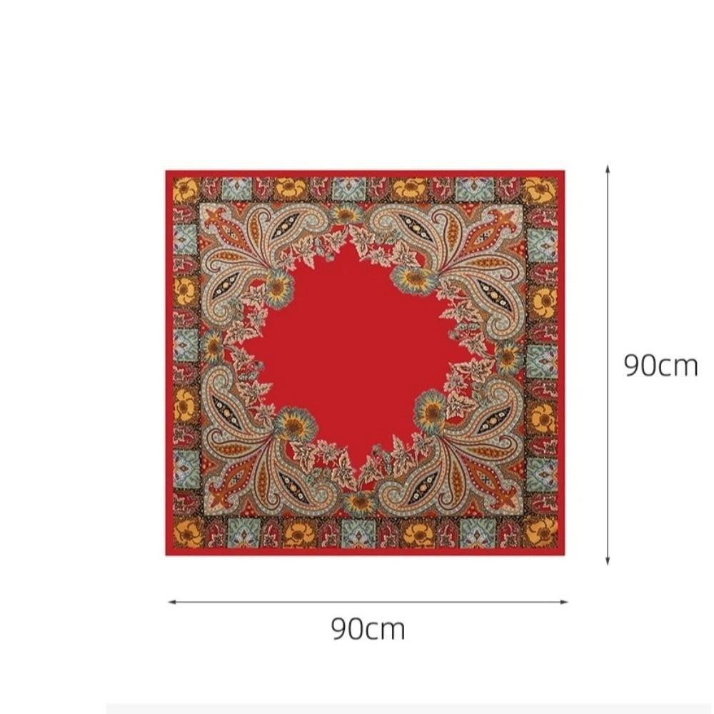 Bohemian Women Muslim Hijab Bandana 90*90cm Print Silk Headkerchief Satin Square Scarf Office