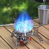 6800W Windproof Camp Stove Camping Gas Stove with Fuel Canister Adapter, Piezo Ignition, Portable Collapsible Stove Burner