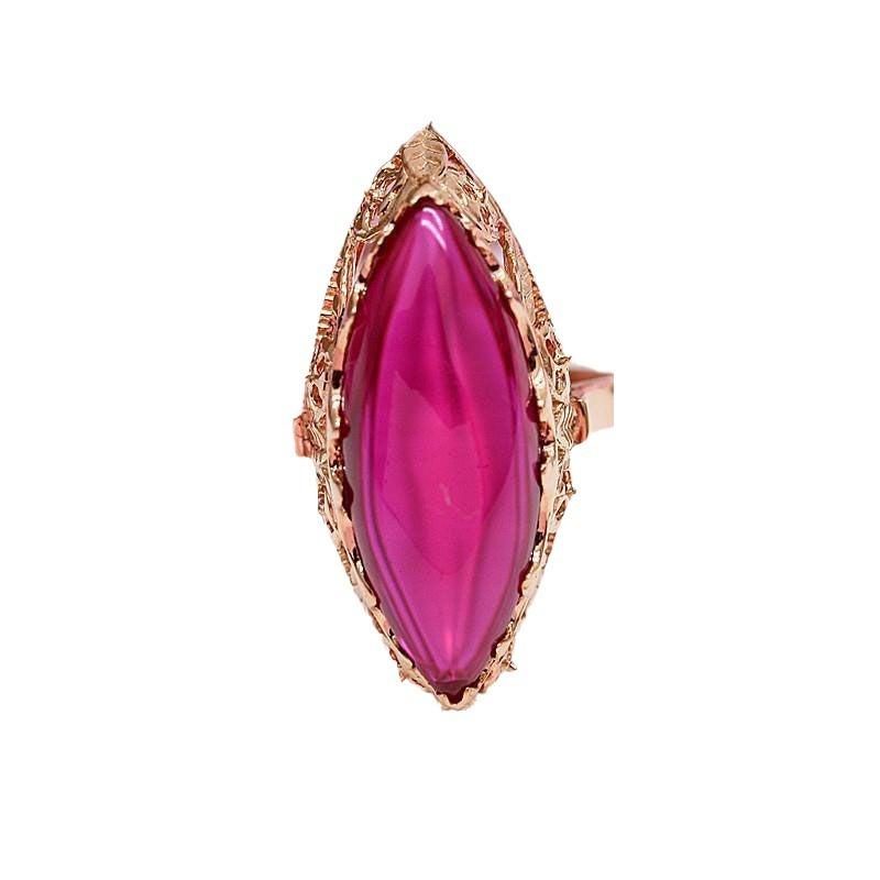 Russian Purple Gold Ruby Horse Eye Ring Korean Version Rose Gold Plated Olive Open Design Ring