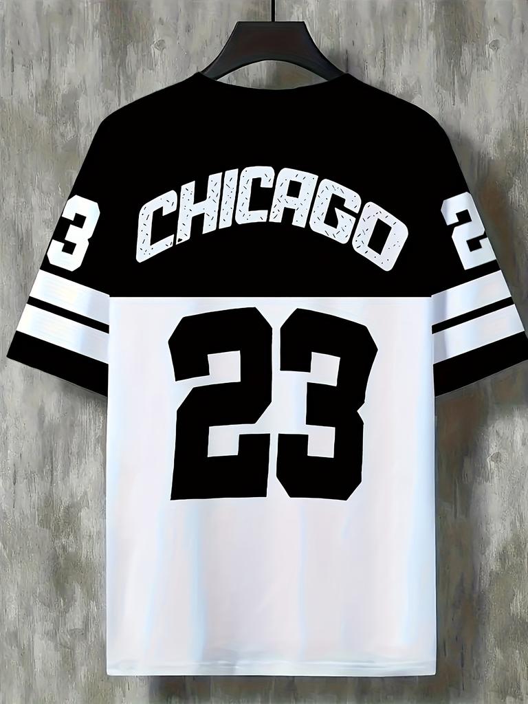 Herren schwarz-weiß gestreiftes Rundhals Kurzarm Freizeit vielseitiges T-Shirt