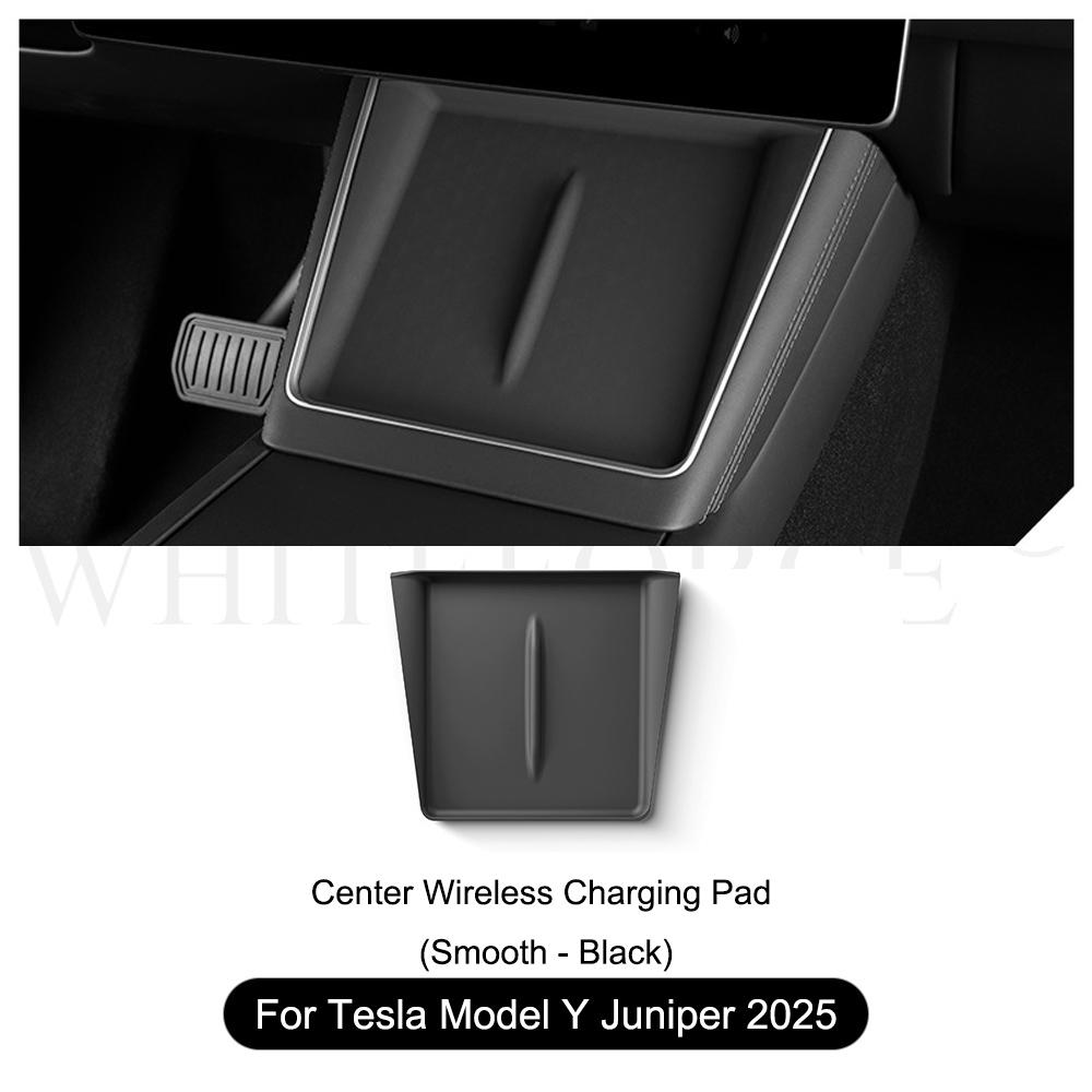 For Tesla Model Y 2025 Juniper Wireless Charge Pad Center Console Organizer Charge Station Mats Silicone Protector Anti-skid Pad
