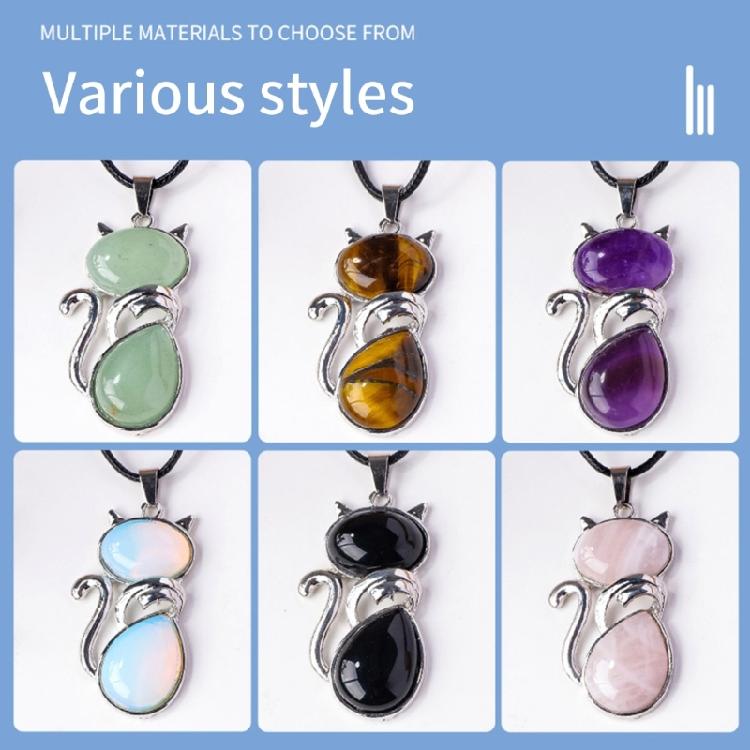Charming Crystal Cats Pendant Necklace Unique Crystal Cats Necklace Stylish Neckchain for Cats Enthusiasts and Collector