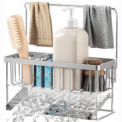 Stainless Steel Sink Drain Rack Multifunctional Kitchen Sponge Holder Sink Dish Cloth Organizer