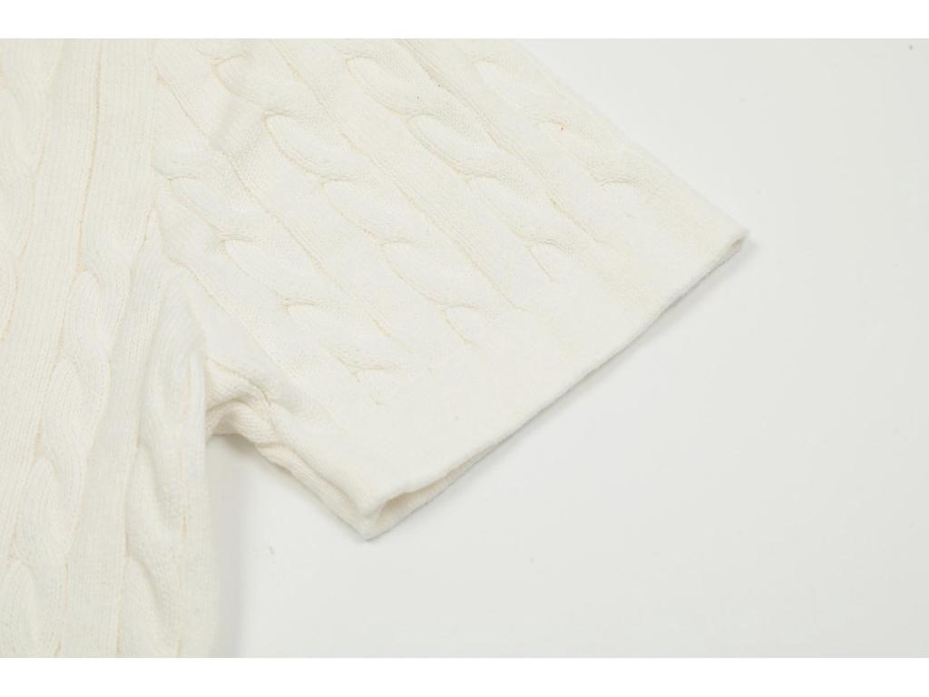 High-Quality 25SS All-Season Classic Versatile Lapel Double-Button Knit with Small Horse Embroidery, Short Sleeve