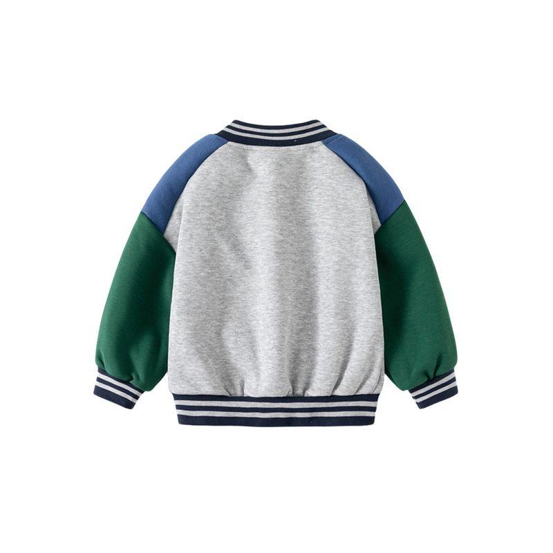 Children's Letters Baseball Uniform Outerwear Spring and Autumn Boys' Button Fleece-lined Hoodie Baby Boys' V-neck Color Matching Clothes