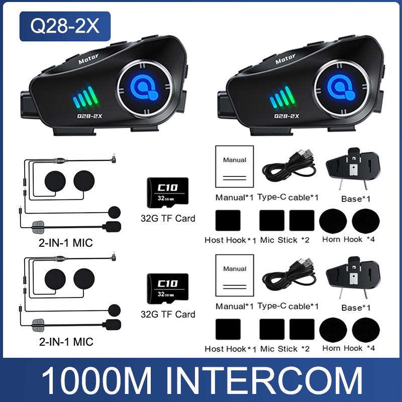 Kebidumei Bluetooth Motorcycle Intercom Helmet Headset 1000M Interphone Music Share Headphone WiFi App Dash Cam Moto Auto Dvr