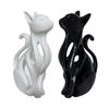DYS 3D Printed Hollow Cat Figurine, Modern Black White Kitten Statue, Artistic Animal Sculpture Desk Decoration, Gift for Lovers