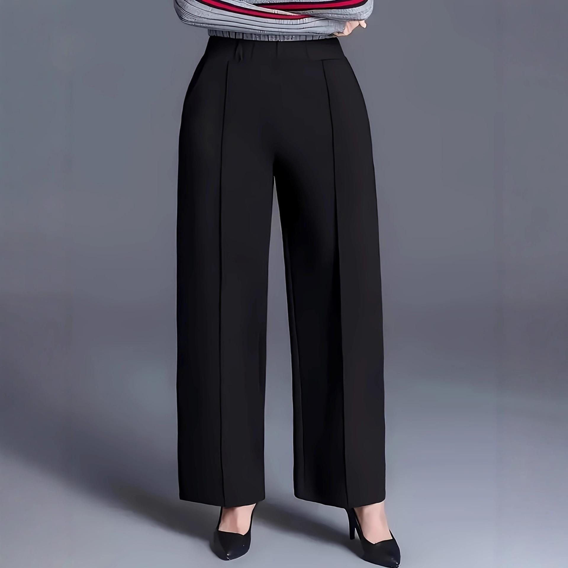 

Solid-colored Wide-leg, High-waisted Loose and Slimming Casual Pants for Women In Autumn and Winter 1XL