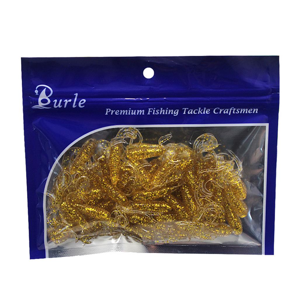 50 stk. Myke Fiske Sluk Twister Hale Agn 4cm 3D Øyne Lang Bølgete Hale Swimbaits Bass Fiske Sluk Agn Sjøørret Sluk