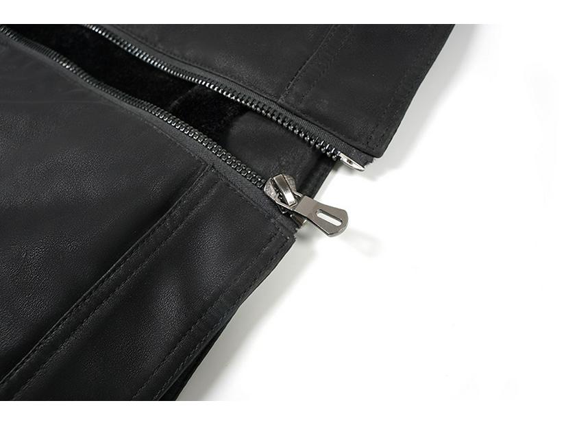 Herren Slim Fit Lederjacke mit Stehkragen - Herbst/Winter Motorradstil