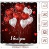 Valentine's Day Shower Curtain - Romantic Red Pink, Love Balloon Design, 12 Hooks, Home & Hotel Decor