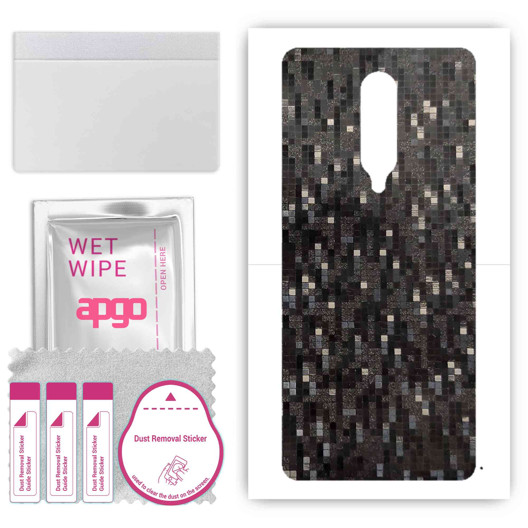 

apgo Protective Skin Sticker for the back compatible with OnePlus 8, Wrap Film, Foil, Vinyl - Pattern Carbon Black Pixel