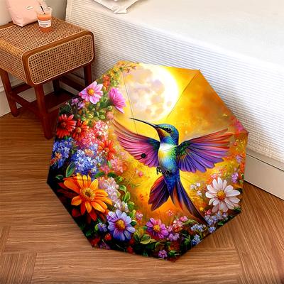 1 PC Automatic Folding Umbrella - Hummingbird Garden Flowers Sun Pattern, Portable & Foldable Design with 8 Ribs, Christmas Birthday Gifts